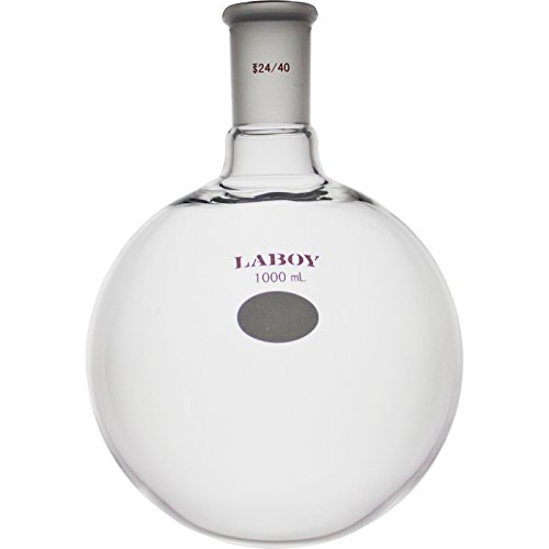 Laboy Glass 1000mL Single Neck Round Bottom Boiling Flask Heavy Wall with 24/40 Joint Heating Reaction Receiving Flask Organic Chemistry Lab Glassware