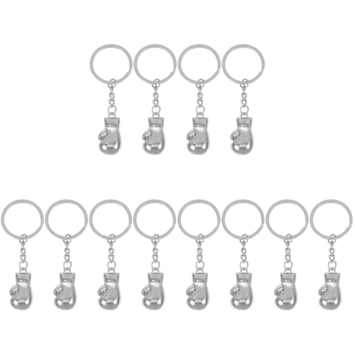 LUOZZY 12 pcs Boxing Glove Keychain Metal Mini Boxing Glove Key Ring Hanging Pendants Bag Charms for Sports Party Favors Team Gift Silver