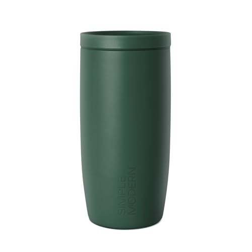 Simple Modern Travel Coffee Mug Tumbler with 360° Lid | Ceramic-Lined Insulated Stainless Steel Cold Brew Iced Coffee Cup Thermos | Gifts for Women Men Her Him | Voyager Signature | 16oz | Forest