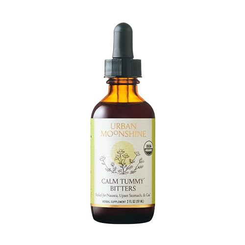 Urban Moonshine Calm Tummy Bitters - Certified Organic - Relief for Nausea & Upset Stomach* - Bloating Relief* - Soothes Digestion* - Digestive Bitters - Gluten Free Herbal Supplement - 2 Fl Oz
