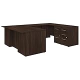 Bush Business Furniture Office 500 U Shaped Executive Desk with Drawers, 72W, Black Walnut