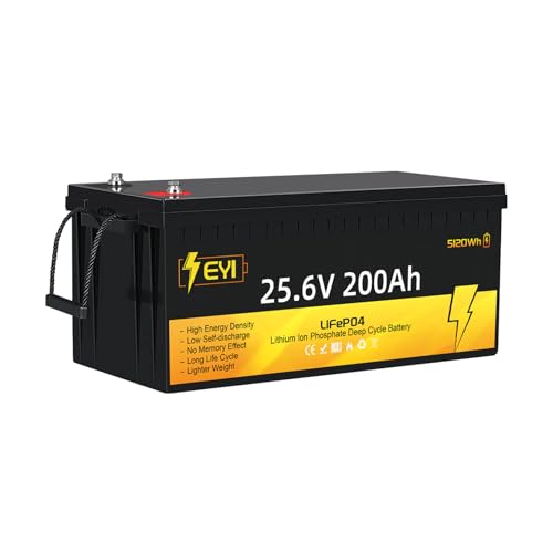24V 200Ah LiFePO4 Battery, 24v lithium battery, Built-in 200A BMS, Max. 5120Wh Energy, 24V Battery for Solar System, Home Backup Power, RV, Marine and Off Grid