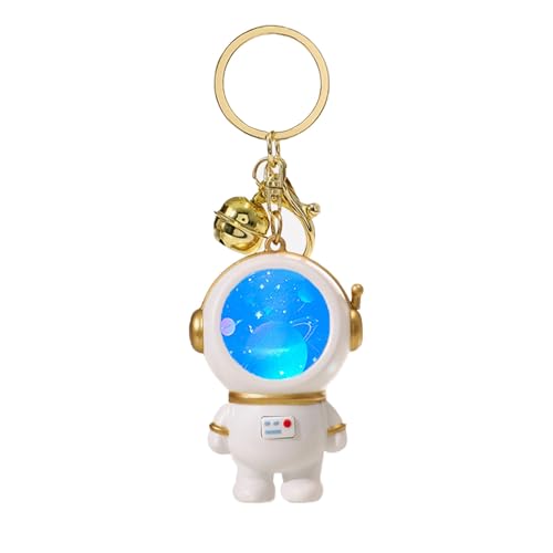 Illuminated astronaut key chain, Space Galaxy Planet, Gold Key chain, bag and wallet accessories