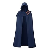 Regenboog Adult Elven Cloak with Hood,Renaissance Cloak for Men,Women Men,Medieval Cape Women,Adults Renaissance Costume Adults,Navy Blue,XL