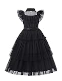 RUXINRUA Black Costume Dress, 4-13 Years Girls Outfits with Accessories Dress Up Set, Family Halloween Cosplay Party (5-6 years)