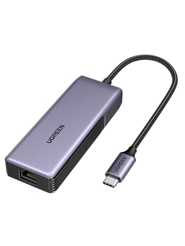 UGREEN USB C to Ethernet Adapter 5Gb, Ethernet Adapter for Laptop, Aluminum with Thermal Design, Type C (Thunderbolt 5/4/3 Compatible) to RJ45 Network LAN Internet, Compatible for MacBook Air/Pro, XPS