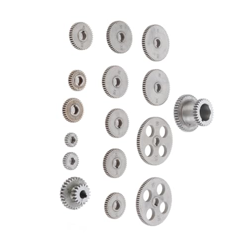 18Pcs Lathe Gear Kit - Metal Exchange Gears Set with Duplex Gears and Motor Belt Pulley for Mini Lathe, HT250 Gray Iron