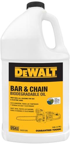 DEWALT Biodegradable Chainsaw Oil – High Performance, Non Toxic Professional Lubricant – Green, Eco-Friendly, Ultraclean, All Season Bar & Chain Lube, 1 Gallon