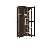 BELLEZE Glass Display Cabinet, Tall Curio Cabinet with Tempered Glass Doors for Living Room, Trophy Display Case - Avalon (Dark Walnut)