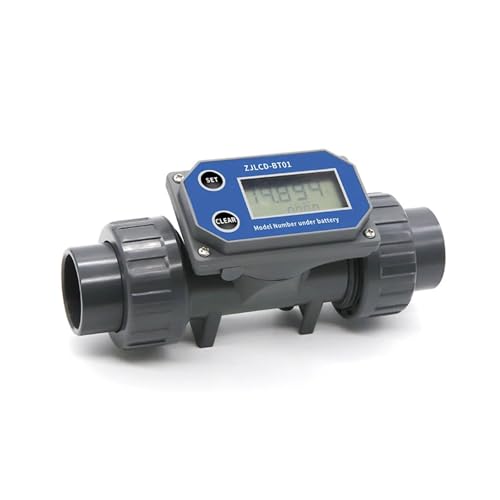 Orinthia 2inch Electronic LCD Digital Display Flowmeter NPN Turbine Flow Meter PVC Pipe Liquid Water for Farm/Garden Irrigation(Without Cable: Batteries Power Supply)