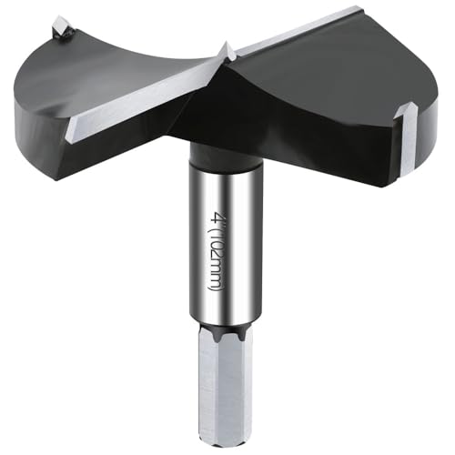 NICAVKIT 4 Inch Carbide Forstner Drill Bit, Carbide Tipped Forstner Bit for Hard Wood, Wood Drilling Bit Woodworking Hinge Cutter Tool Kits for Wood Plywood Plastic