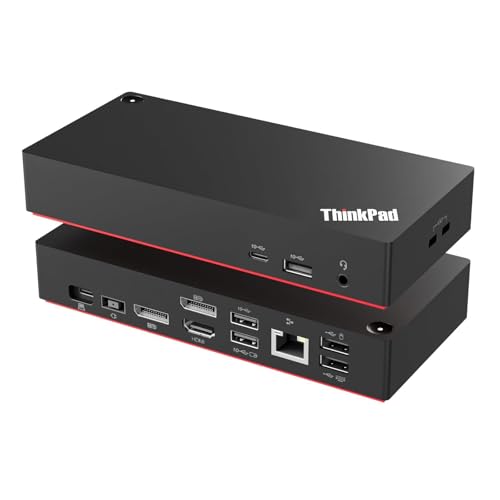 Thinkpad 40AY0090 Universal Hybrid USB-C with USB-A Docking Station for Lenovo Laptop, 3 External Displays, Comes with ITSPWR HDMI 4K Cable + DP Cable+ Cleaning Cloth