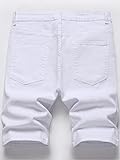 Verdusa Men's Ripped Distressed Raw Trim High Waist Straight Leg Denim Shorts White M