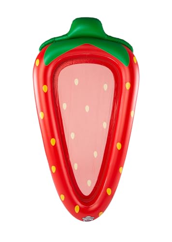 BigMouth Inc. Large Funny Inflatable Raft, Guarded Sides & Headrest, 6 ft Long Heavy Duty Pool Float - Strawberry