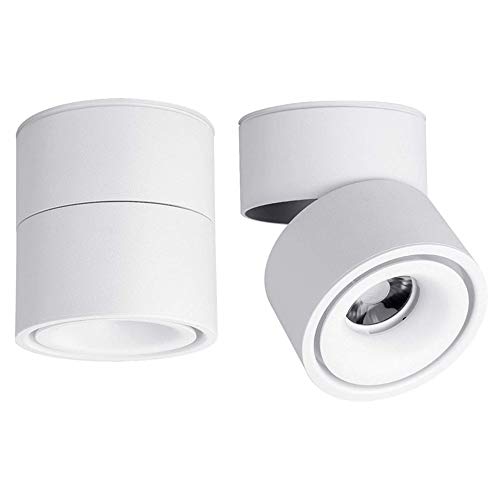 Yodaba Dimmable Ceiling Spotlight,Indoor 360°Adjustable Surface Mounted LED 10W COB Ceiling Downlight-Wall Lamp for Picture Background Wall Display Lighting(White,4000K Natural Light)