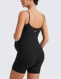 CRZ YOGA Butterluxe Maternity Workout Romper for Women Spaghetti Strap Casual Jumpsuit Shorts Pregnancy Tank Top Bodysuit Black Small