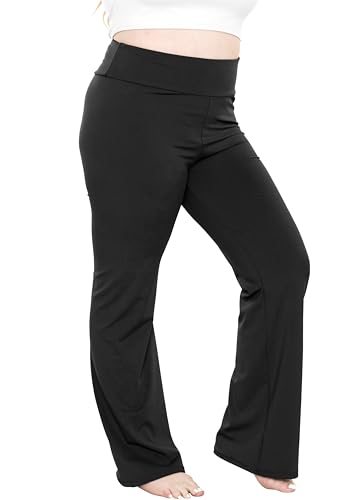 Women's High Waist Bootcut Yoga Pants Peached Black 3X