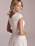 Modest A-Line Lace Wedding Gown with Long Train Luxury Beaded Embroided Full Lace Bridal Dresses for Women 2024 Ivory Size 20