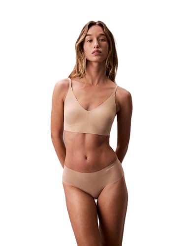 Calvin Klein Invisibles Comfort Lightly Lined Seamless Wireless Triangle Bralette Bra, Bare, Medium