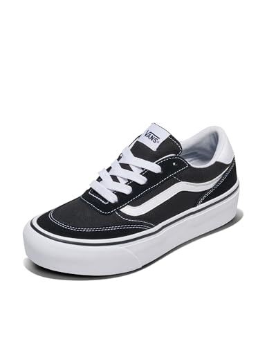 Vans Women's Brooklyn LS Platform Shoe | Chunky Low-Top Sneakers for Fashion, Work & Casual Wear, Suede/Canvas Black/White, 8