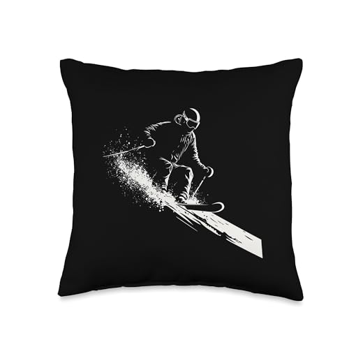 Skiing Silhouette Vector Throw Pillow