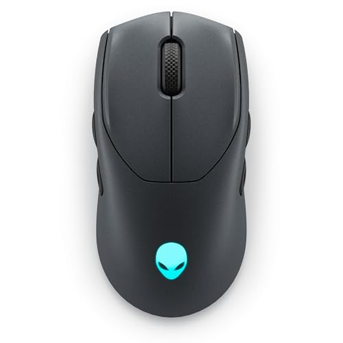 Alienware AW720M Tri-Mode Wireless Gaming Mouse - 2.4GHz Wireless, Bluetooth 5.1, 26,000 DPI, 8-Fully Programmable Buttons, Magnetic Snap Charging Adapter USB-A to USB-C Cable - Dark Side of The Moon