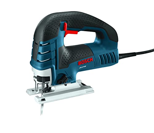 BOSCH Top-Handle Jig Saw 7.0 Amp, 3,100 SPM, 45 Degree Beveled Cuts, Variable-Speed Control, Ergonomic Design, Corded (JS470E)
