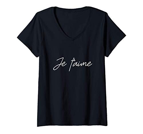Womens Valentine Love shirts with french words - Je t'aime V-Neck T-Shirt