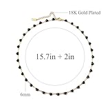 Black Heart Necklace for Women Trendy 18K Gold Plated Black Tourmaline Necklace Black Beaded Necklace Dainty Heart Choker Necklace Jewelry Gifts for Women Girls