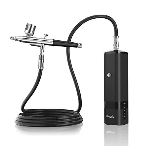imyyds Airbrush Kit with Compressor, 32 PSI High Pressure Cordless Airbrush Gun, Portable Dual Action Airbrush Compressor Set, Handheld Mini Rechargeable Air Brushes for Painting, Model, Nail, Makeup