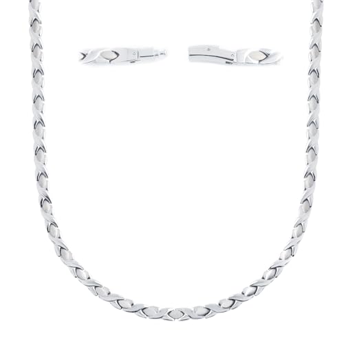 38® Titanium Magnetic Field for Necklace for Men or Women Germanium Field Therapy Classic elegance Silver