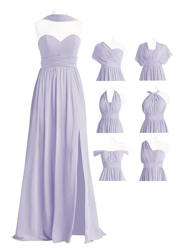 Chiffon Convertible Bridesmaid Dress Long Infinity Dress with Bandeau A Line Multi-Way Lilac Twist Wrap Formal Gown Size 0
