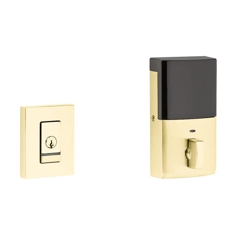 Baldwin 8220.B Evolved Contemporary Single Cylinder Deadbolt with Bluetooth Tech, Non-Lacquered Brass