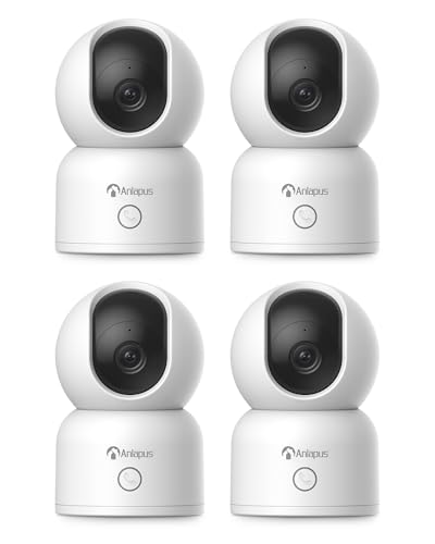 Anlapus 4 x 2MP Home Security Indoor Camera, C518 1080p Pan/Tilt WiFi Camera, 2.4/5 GHz 360° Plug-in Camera, Motion Detection, One-Touch Call, Auto Track, Night Vision (Memory Card Not Include)