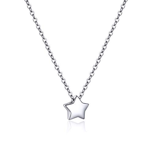 PROSILVER 925 Sterling Silver Cute Star Necklace Tiny Pendant Chain Charm Womens Dainty Five Stars Necklaces for Women