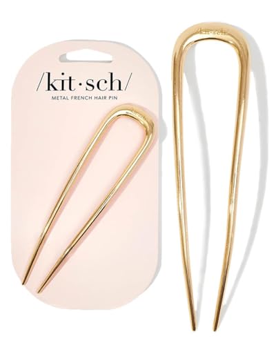 Kitsch French Hair Pins for Women – Metal Hair Fork for Updos, Chignon, Bun & Twist Hairstyles – Elegant, Durable French Hair Accessories for Thick or Thin Hair - Gold, 1pc