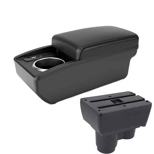 for Renault Duster Armrest Box for Dacia Duster Car Armrest Storage Box Cup Holder Dedicated Retrofit Car Accessories 2019-2024 with USB(B2 Black line 6 USB)