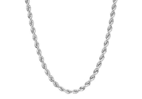 925 sterling silver necklace Diamond Cut Rope Chain Necklace, 5MM, 6MM, 7.5MM ,8.5MM- Mens Rope Chain, Sterling Silver Rope Chain Necklace For Men, Mens Rope Chain Bracelet,silver necklace made in italy
