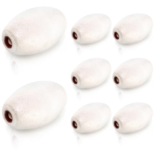 Tlence 8 Pack Oval Water Float, 5.5" x 3.5" Deep Water Fishing Float, White Rope Float Marine, Fishing Marker Buoys Great for Trail Markers Dock Floats Swim Pool, (5/8" to 1" Hole)