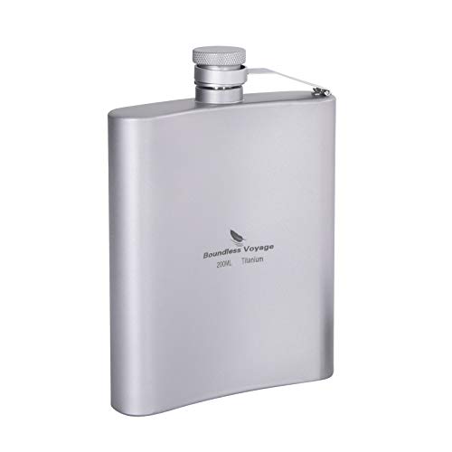 usharedo Titanium Hip Flask Outdoor Camping Hiking Climbing Pocket Alcohol Whiskey Flask Flagon Wine Pot 7oz/200ml