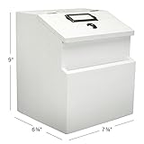 Excello Global Products White Suggestion Box with Lock: Wooden Ballot Comment Box, Wall Mounted or Freestanding. Includes Printed Labels & Suggestion Pads Cards