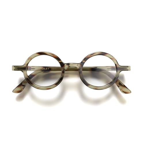 LONDON MOLE Eyewear | Moley Reading Glasses | Round Glasses | Cool Readers | Stylish Reading Glasses | Men's Women's Unisex | Spring Hinges | Grey Tortoiseshell | + 2.0 magnification