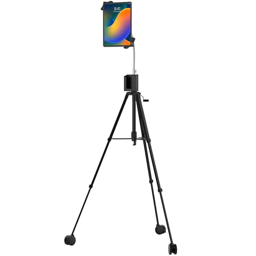 Tablet Mobile Tripod Stand – CTA Mobile Tripod Floor Stand for iPad 10th Gen 10.9-inch & 7-13-inch Tablets - Black (PAD-TRP)