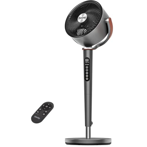 hykolity Large Pedestal Fan for Bedroom, 120°+90°Omni-directional Oscillating Standing Fan, 85ft Air Circulator With Remote, DC Motor Quiet Floor Fans, Adjustable Height, 12 Speeds, 5 Modes, 12H Timer