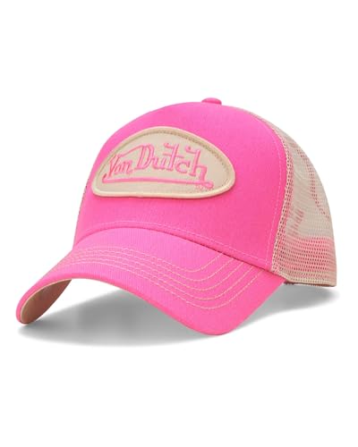 Von Dutch Unisex Trucker Hat - Curved Bill Mesh Back Retro Classic Adjustable Snapback Baseball Cap for Men and Women, Pink