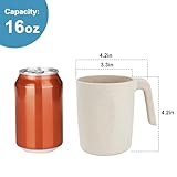 BUSOKIP Wheat Straw Cups with Handle 16 oz Set of 6, Plastic Mugs With Handle Unbreakable Kids Mugs, Dishwasher Safe Drinking Cup for Tea, Coffee, Camping & Kitchen (Beige)