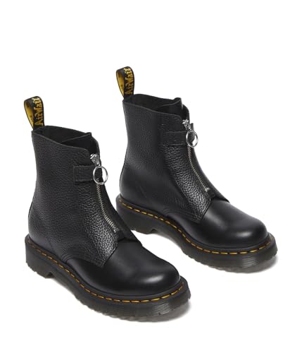 Dr. Martens Women's 1460 Pascal Front Zip Leather Boots Combat, Black, 8