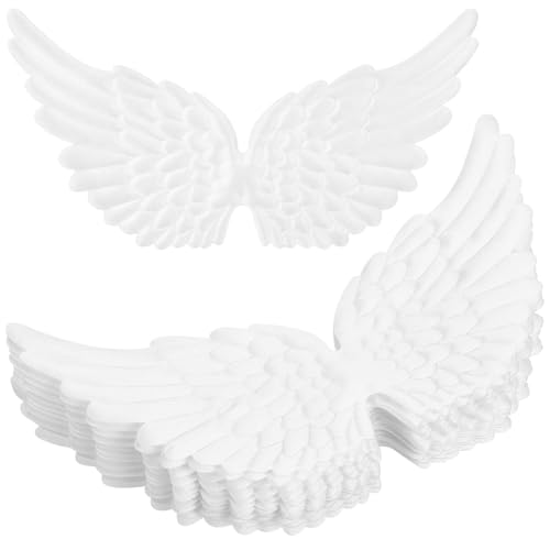 12pcs Angel Wings White for Crafts, Mini Fabric Angel Wing, Fabric Embroidered Applique Patches for Christmas Tree Decor, DIY Backpack Crafts Patch Clothing Accessories