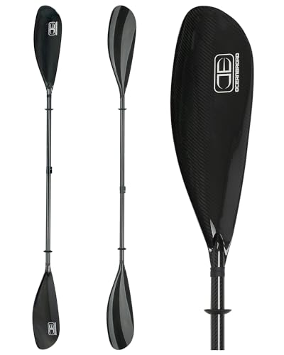 OCEANBROAD Full Carbon Fiber Adjustable Kayak Paddle Lightweight with Wing Blade, 82in-86in/210cm-220cm, 2-Piece, with Paddle Bag and Paddle Leash, Black