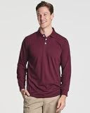 Real Essentials Pack of 3 Mens Cotton Jersey Long Sleeve Active Polo Casual Performance Golf Quick Dry Shirts, Classic Pullover, Camisas Hombre Dress, Knit Slim Athletic T-Shirts - Set 8, Large